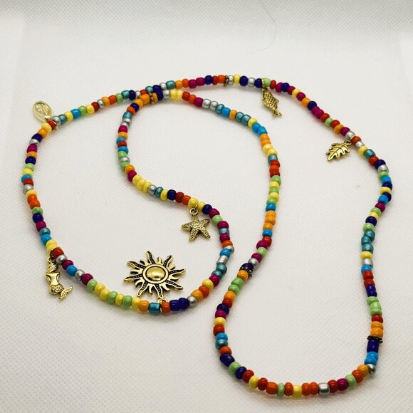 Colorful Beaded stretch Waist belly Charms/ layered bracelet/ layered necklace - Picture 6 of 6